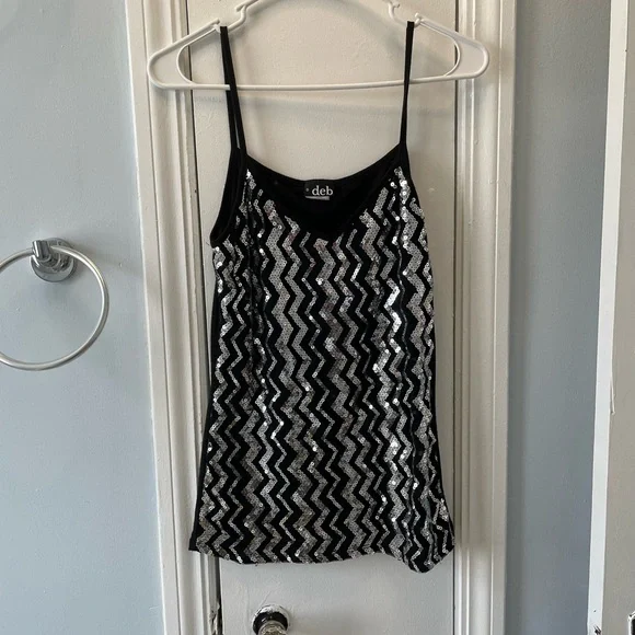 Deb Black and Silver Sequin Women's Top - Picture 1 of 3